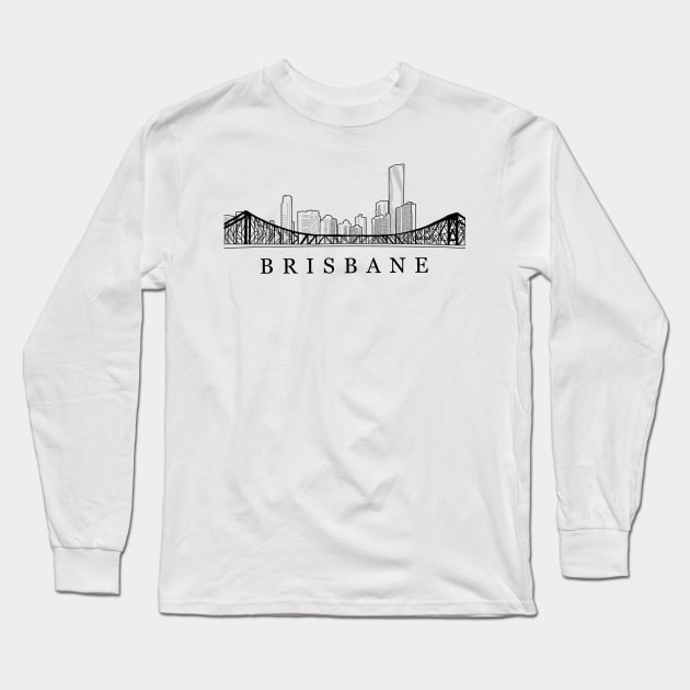 Brisbane Skyline Long Sleeve T-Shirt by kailanjadeart